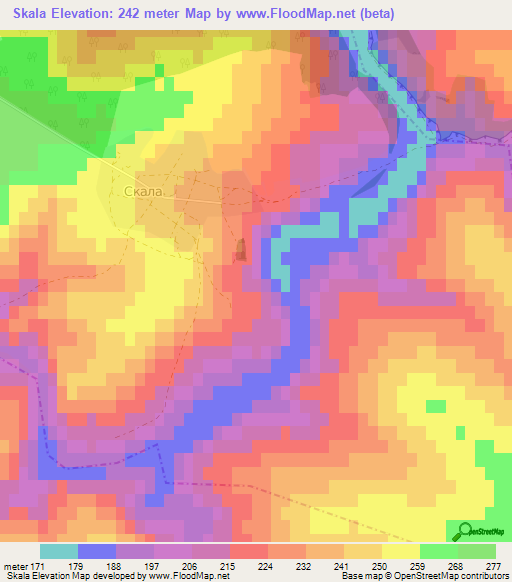 Skala,Bulgaria Elevation Map
