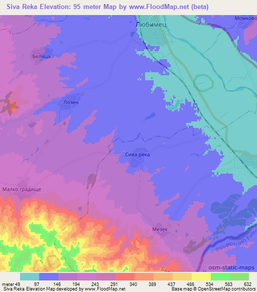 Siva Reka,Bulgaria Elevation Map