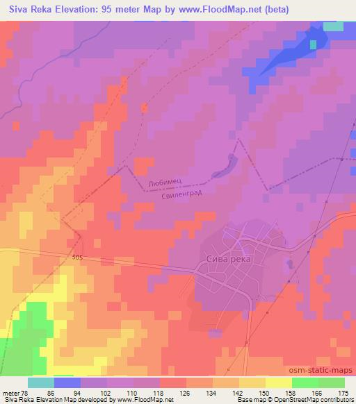 Siva Reka,Bulgaria Elevation Map