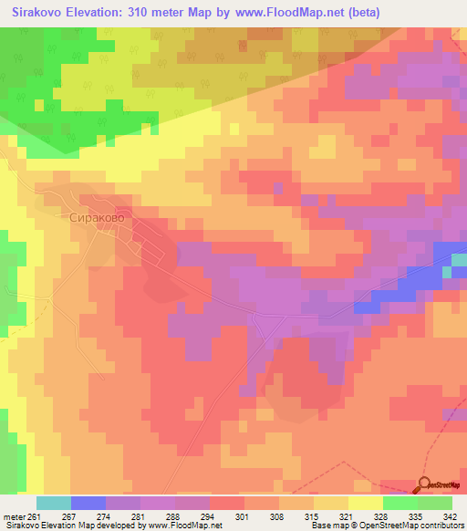 Sirakovo,Bulgaria Elevation Map