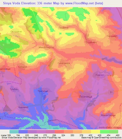 Sinya Voda,Bulgaria Elevation Map