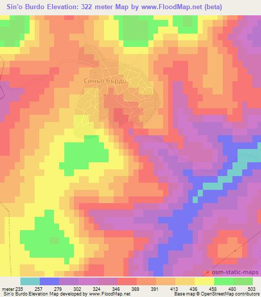 Sin'o Burdo,Bulgaria Elevation Map
