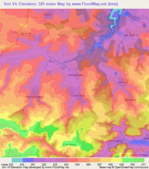 Sini Vir,Bulgaria Elevation Map