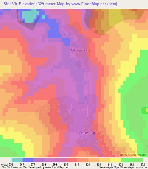Sini Vir,Bulgaria Elevation Map
