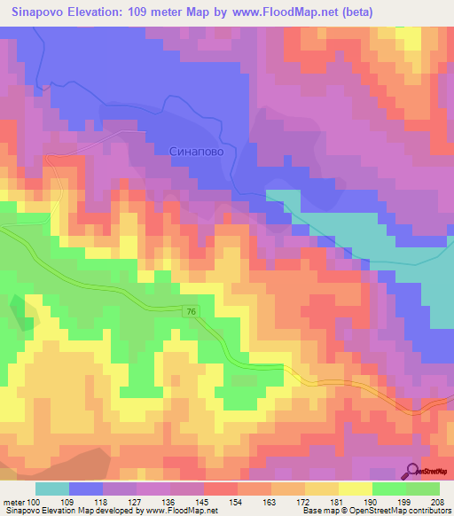 Sinapovo,Bulgaria Elevation Map