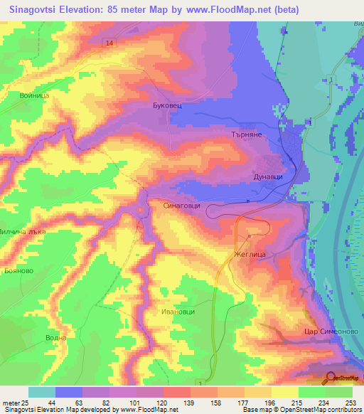 Sinagovtsi,Bulgaria Elevation Map
