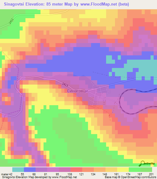 Sinagovtsi,Bulgaria Elevation Map