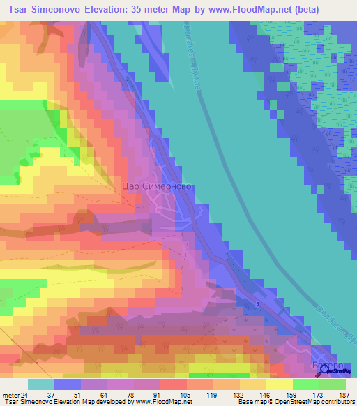 Tsar Simeonovo,Bulgaria Elevation Map