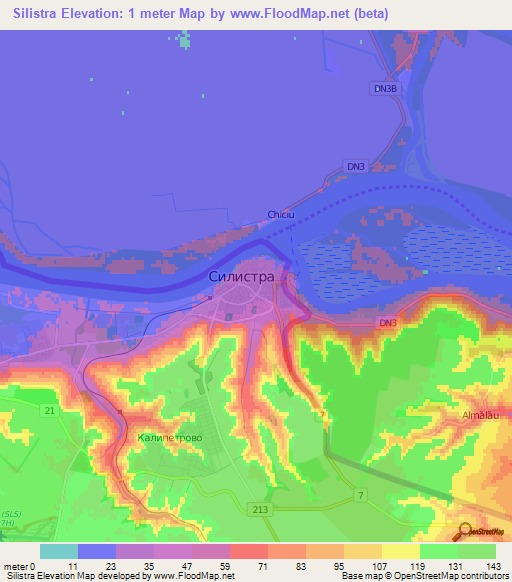 Silistra,Bulgaria Elevation Map