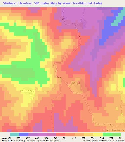 Shubetsi,Bulgaria Elevation Map