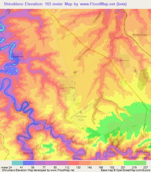 Shtruklevo,Bulgaria Elevation Map