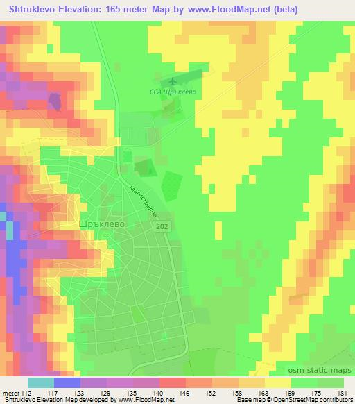 Shtruklevo,Bulgaria Elevation Map