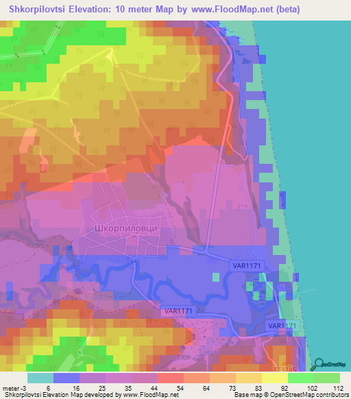 Shkorpilovtsi,Bulgaria Elevation Map