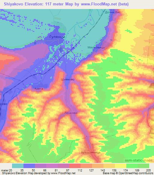 Shiyakovo,Bulgaria Elevation Map
