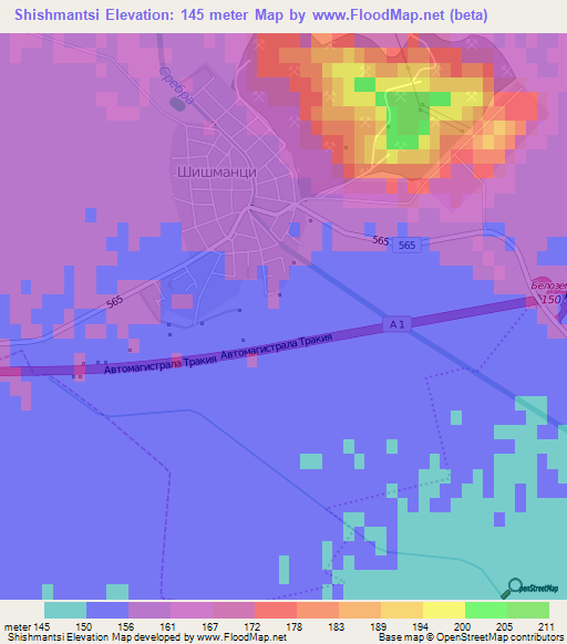 Shishmantsi,Bulgaria Elevation Map