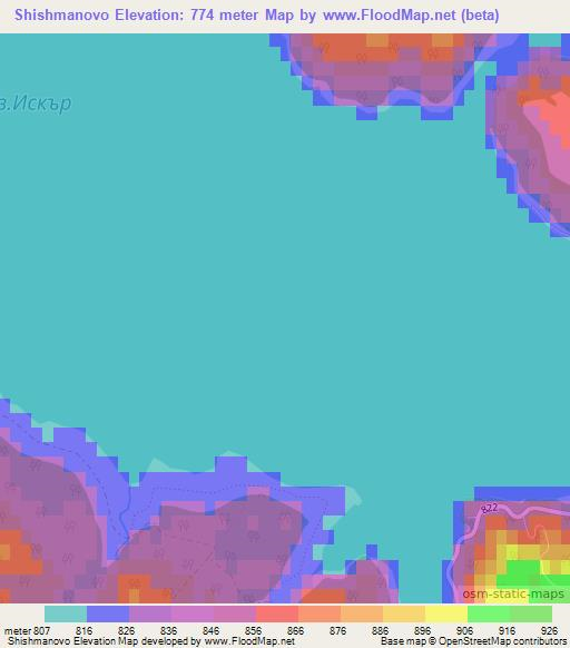 Shishmanovo,Bulgaria Elevation Map