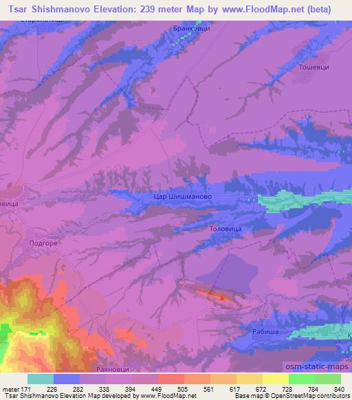 Tsar Shishmanovo,Bulgaria Elevation Map