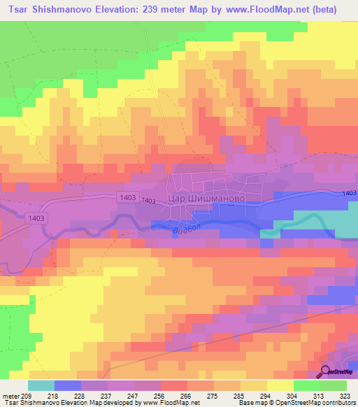 Tsar Shishmanovo,Bulgaria Elevation Map