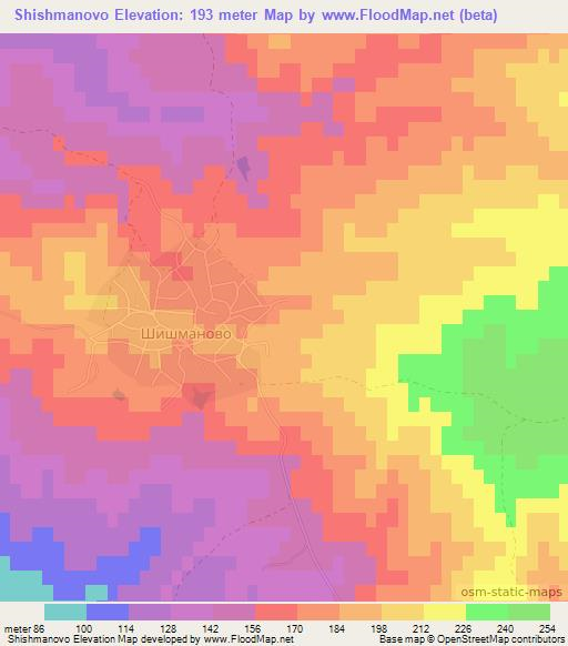 Shishmanovo,Bulgaria Elevation Map