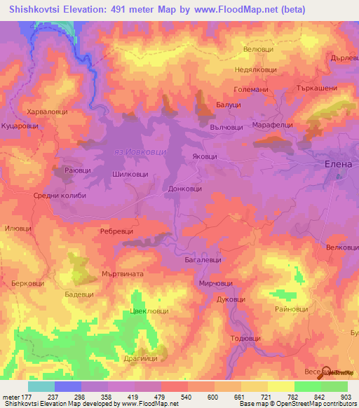 Shishkovtsi,Bulgaria Elevation Map