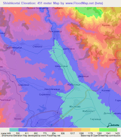 Shishkovtsi,Bulgaria Elevation Map