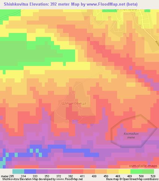 Shishkovitsa,Bulgaria Elevation Map