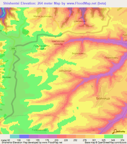 Shishentsi,Bulgaria Elevation Map