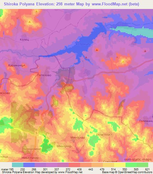 Shiroka Polyana,Bulgaria Elevation Map