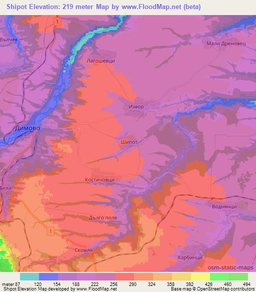 Shipot,Bulgaria Elevation Map