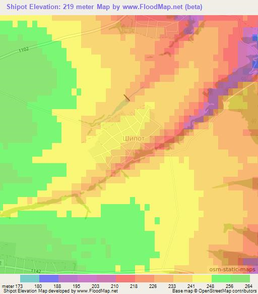 Shipot,Bulgaria Elevation Map