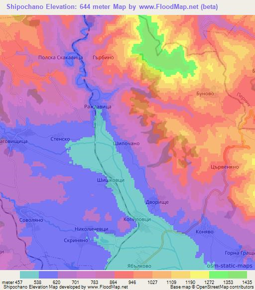 Shipochano,Bulgaria Elevation Map