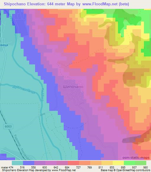 Shipochano,Bulgaria Elevation Map