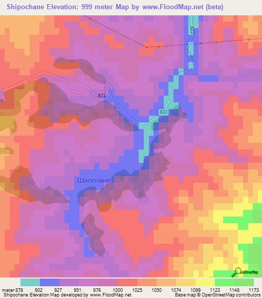 Shipochane,Bulgaria Elevation Map