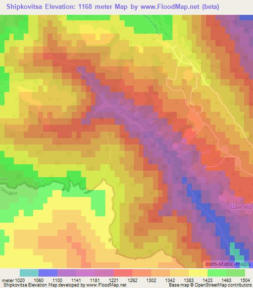 Shipkovitsa,Bulgaria Elevation Map