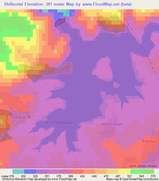 Shilkovtsi,Bulgaria Elevation Map