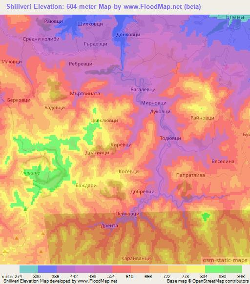 Shiliveri,Bulgaria Elevation Map
