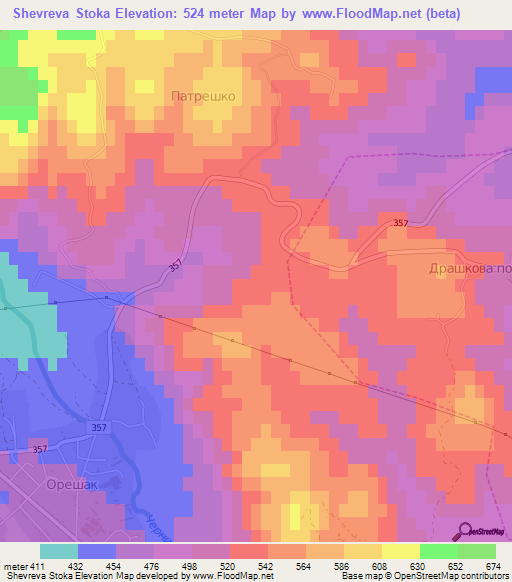 Shevreva Stoka,Bulgaria Elevation Map