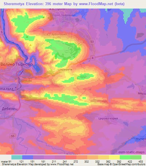 Sheremetya,Bulgaria Elevation Map