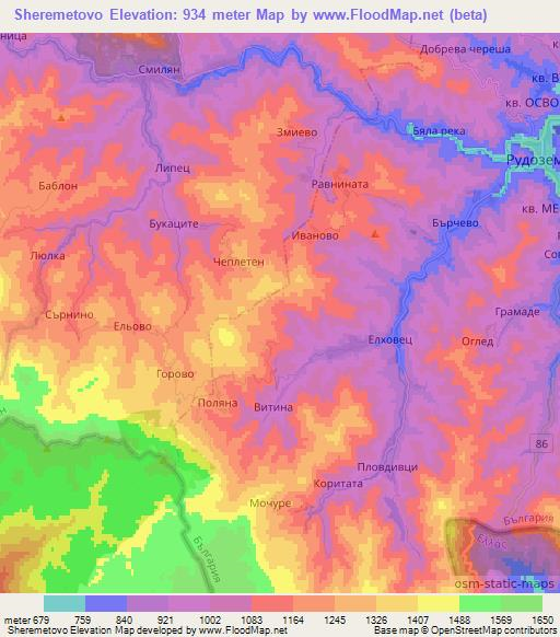 Sheremetovo,Bulgaria Elevation Map