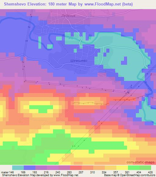 Shemshevo,Bulgaria Elevation Map