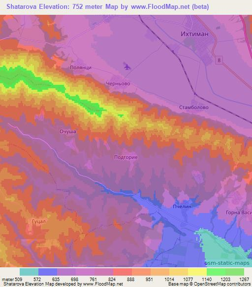 Shatarova,Bulgaria Elevation Map