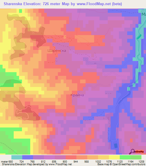 Sharenska,Bulgaria Elevation Map