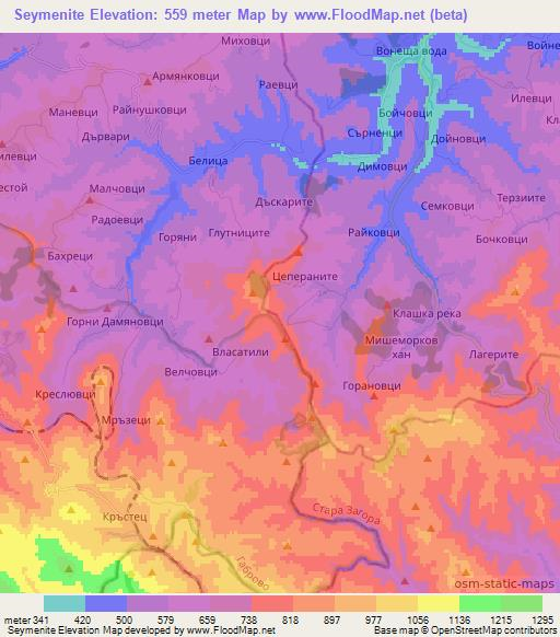 Seymenite,Bulgaria Elevation Map