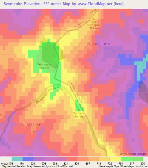 Seymenite,Bulgaria Elevation Map