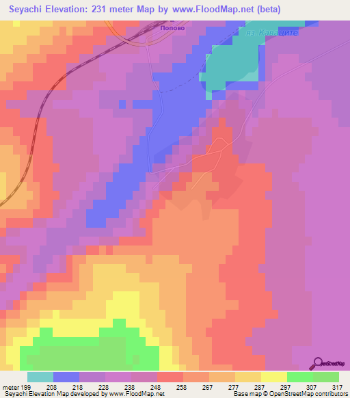 Seyachi,Bulgaria Elevation Map