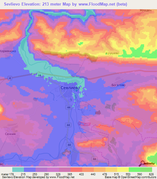 Sevlievo,Bulgaria Elevation Map