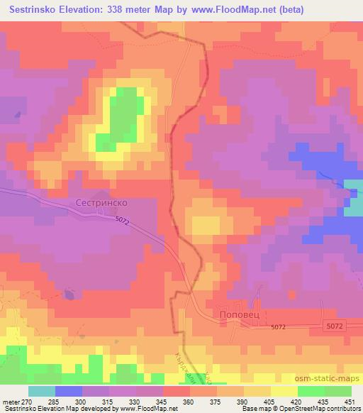 Sestrinsko,Bulgaria Elevation Map