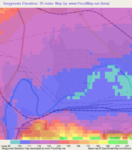 Sergyuvets,Bulgaria Elevation Map