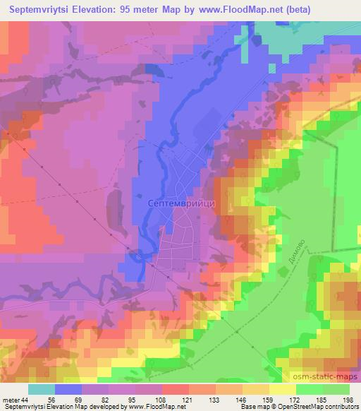 Septemvriytsi,Bulgaria Elevation Map