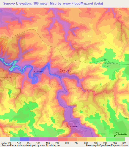 Senovo,Bulgaria Elevation Map